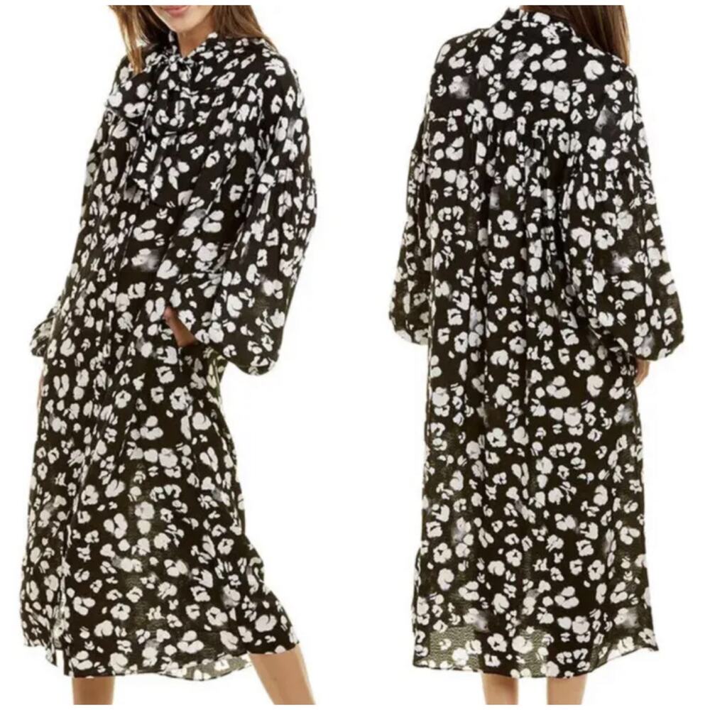 Ted Baker London NWT Wilmy Floral Longline Neck Bow Dress Size 2 (US 6) Black
